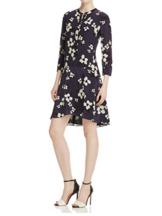 Theory Dresses & Skirts - NWOT$415 Theory Navy/ivory Carstan Autumn Print Silk dress Size 8